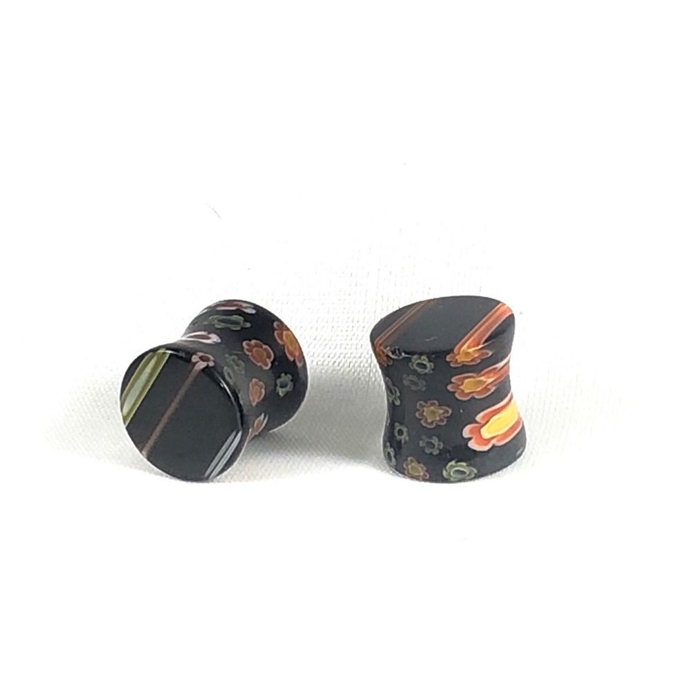 Double Flare Black Stripe Acrylic Ear Gauges/Plugs
